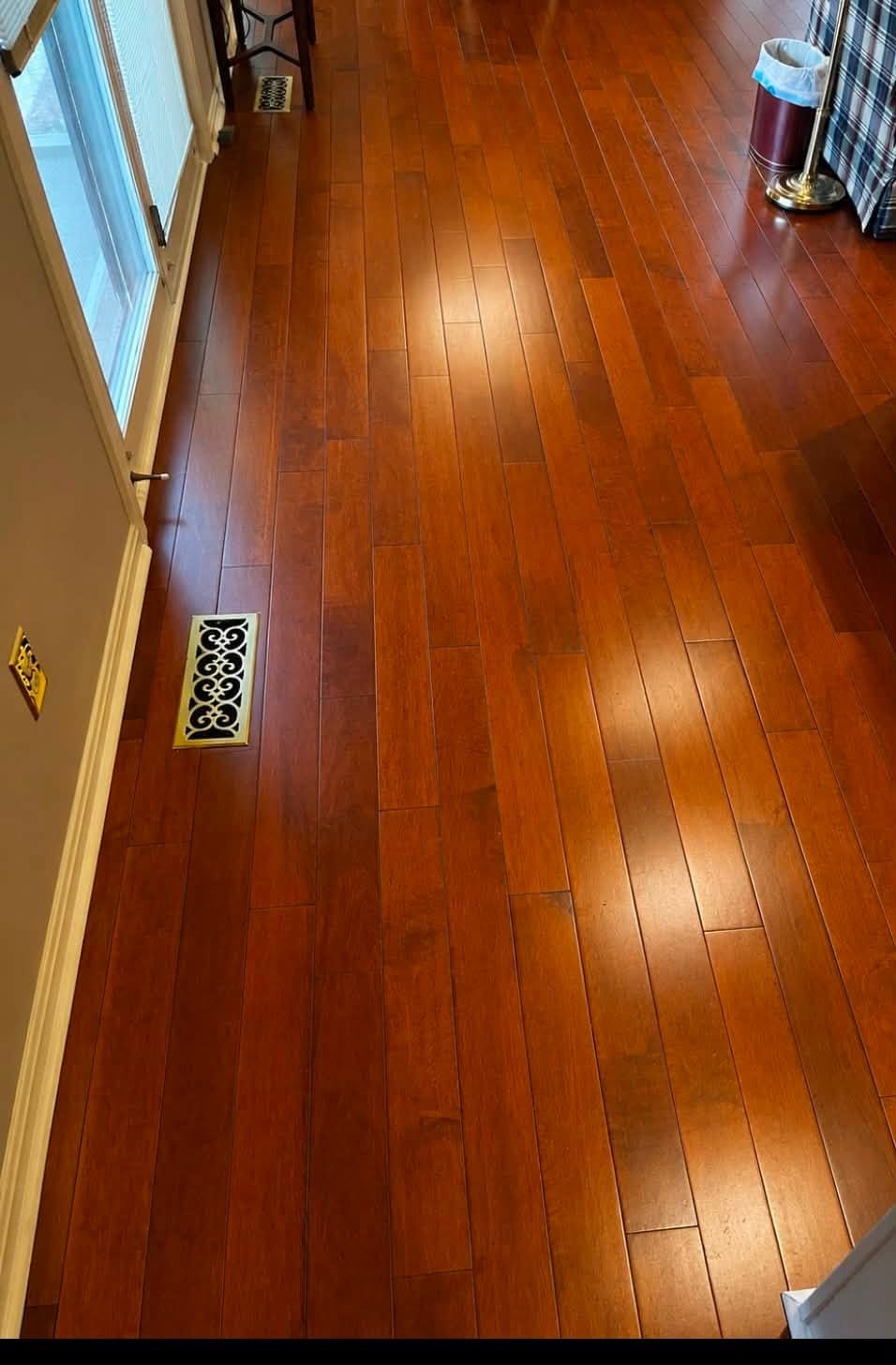 Mullican Muirfield maple hardwood flooring in the color Autumn.