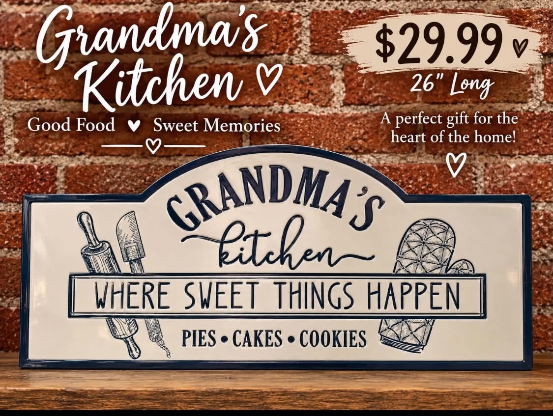 Grandma's Kitchen decorative wall sign, 26 inches long.